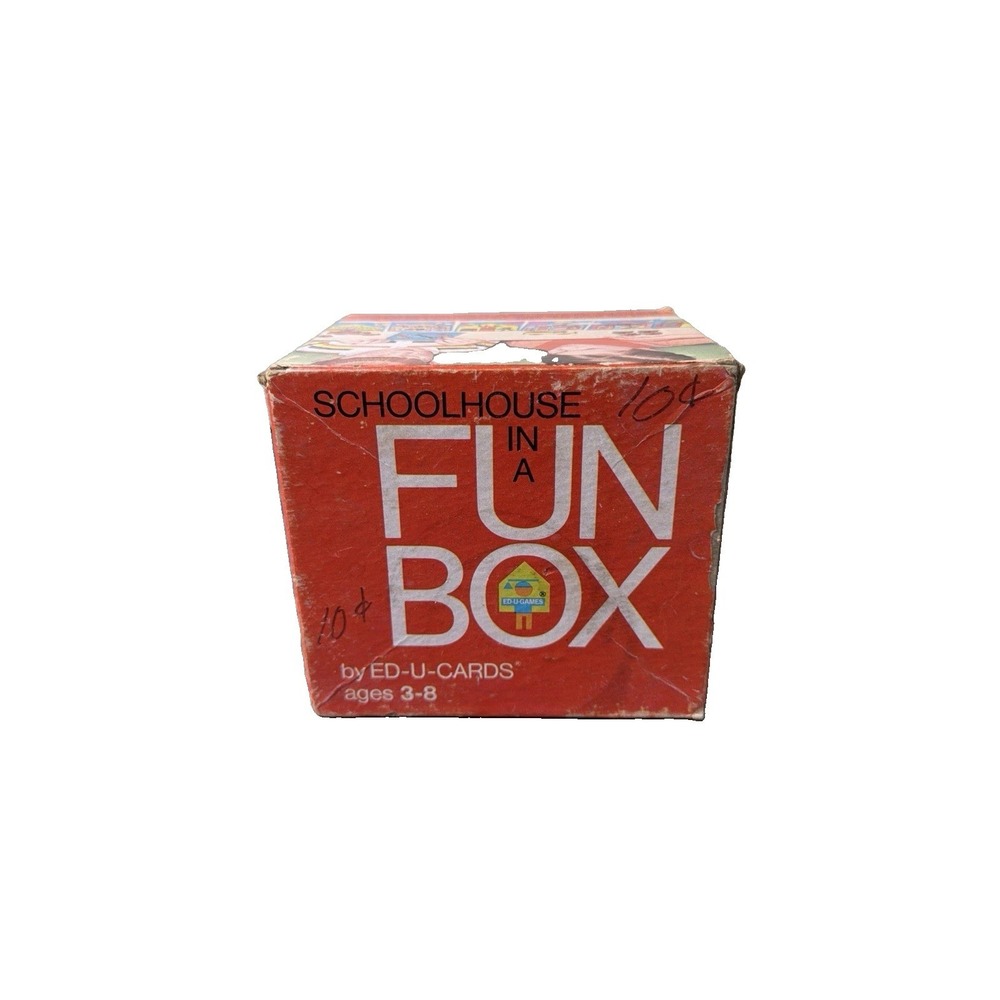 Ed-U-Cards Fun Box Plus and Minus Schoolbus Game Vintage 1969
